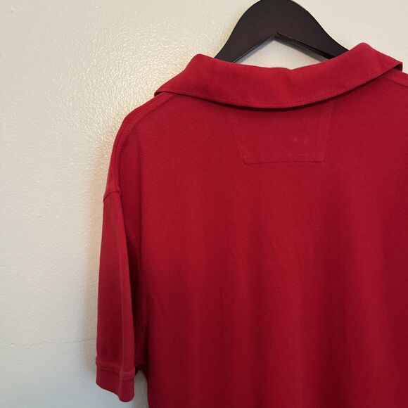 Bristol & Bull Contrast Silk Paisley Collared Pique Cotton Polo Shirt, Red- Med. - Picture 8 of 10